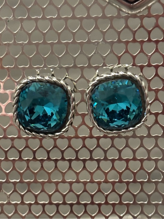 Brighton Jewelry - Brighton Silver Rope-Edge Teal Crystal Stud Earrings